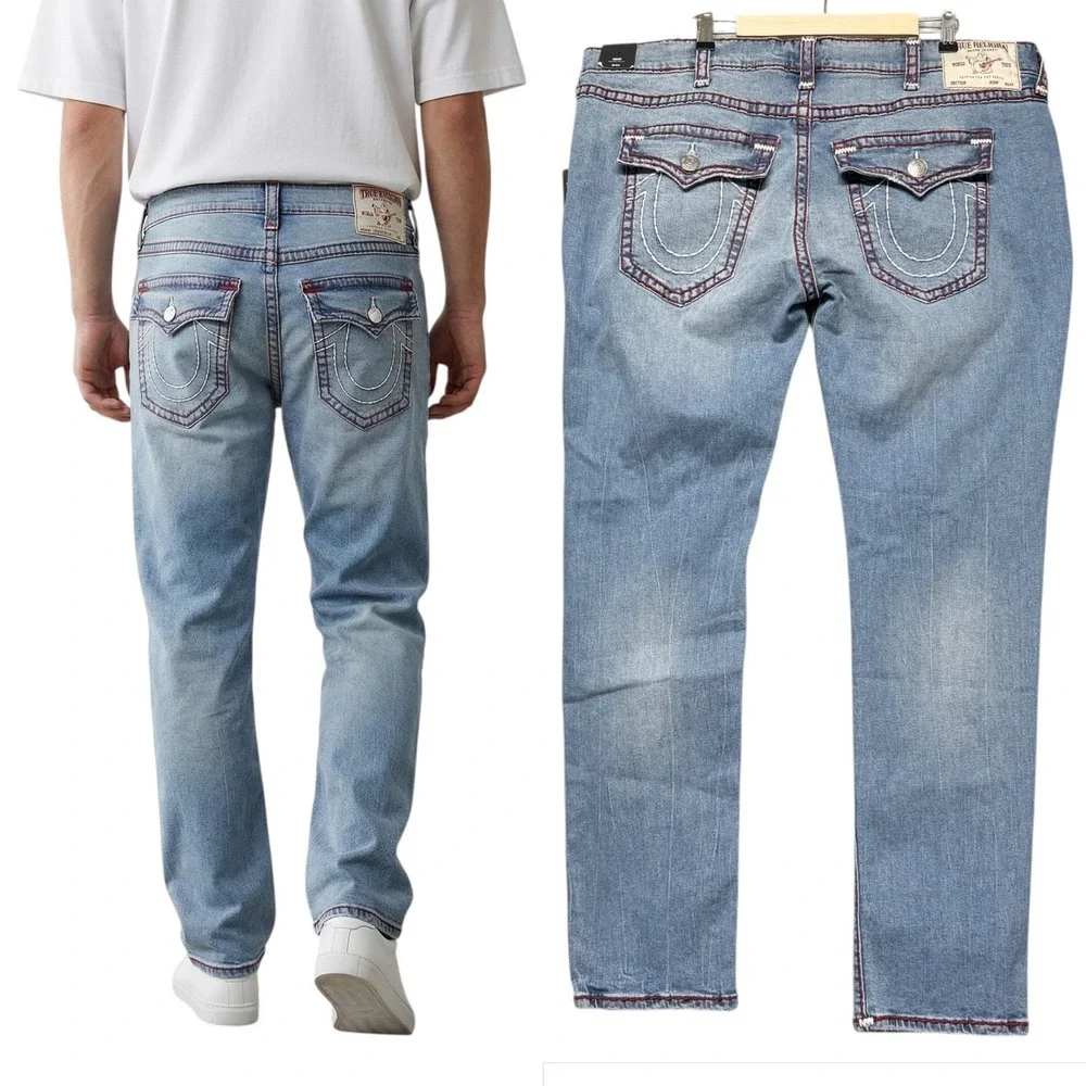 True Religion Rocco Jeans Mens 44 Blue Tycoon Medium‎ Wash Flap Super T 106275